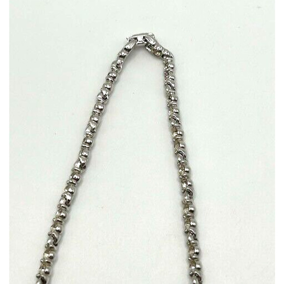 Vintage Silver Tone Bogoff Rhinestone Art Deco Style Drop Necklace - Picture 4 of 11